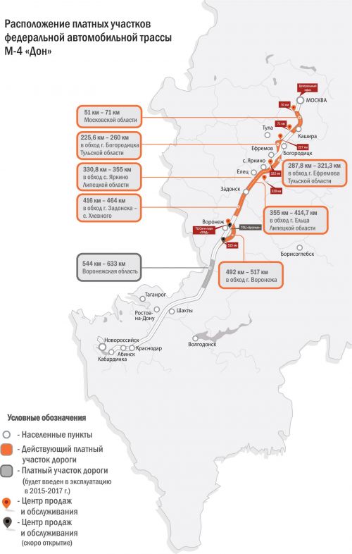 Платные участки автодороги M4 "Дон"