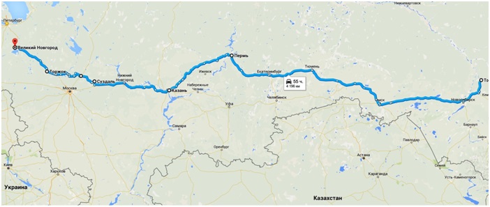 Карта маршрут нижний новгород казань